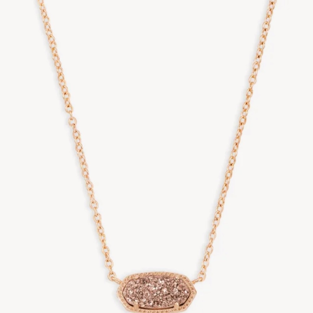 Elisa Rose Gold Pendant Necklace in Rose Gold Drusy
